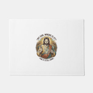 Jesus Leerer Gebrochener Bierkrug Barkeeper Trinke Fußmatte