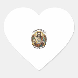 Jesus Leerer Gebrochener Bierkrug Barkeeper Trinke Herz-Aufkleber