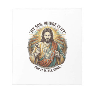 Jesus Leerer Gebrochener Bierkrug Barkeeper Trinke Notizblock
