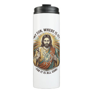 Jesus Leerer Gebrochener Bierkrug Barkeeper Trinke Thermosbecher