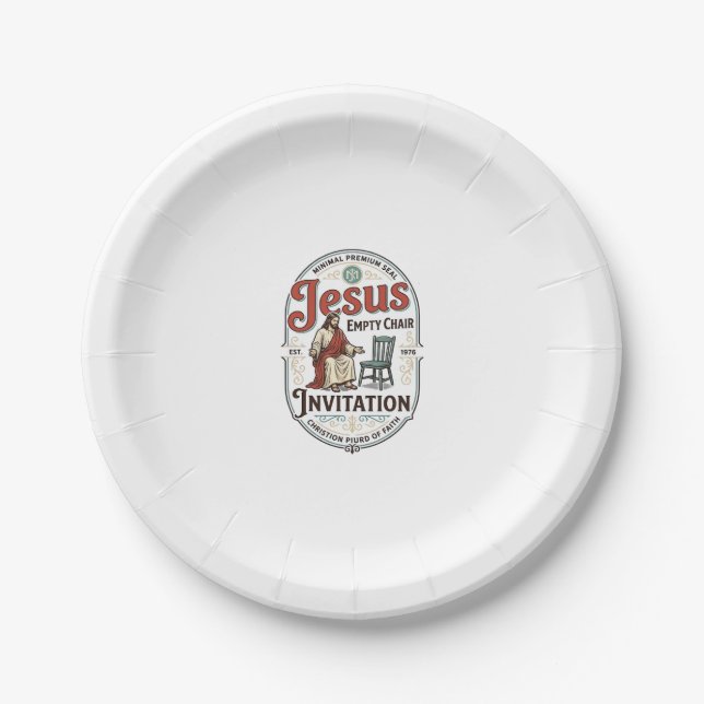 Jesus Leerer Stuhl Einladung Jesus Leerer Stuhl Ei Pappteller (Vorderseite)