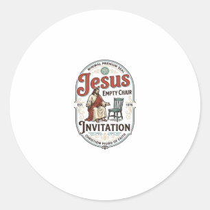 Jesus Leerer Stuhl Einladung Jesus Leerer Stuhl Ei Runder Aufkleber