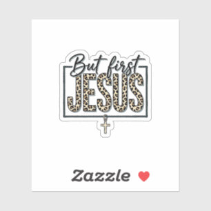 Jesus Leopardenprint Christliches Vintage-Stich Sh Aufkleber