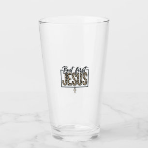 Jesus Leopardenprint Christliches Vintage-Stich Sh Glas