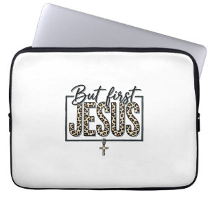 Jesus Leopardenprint Christliches Vintage-Stich Sh Laptopschutzhülle