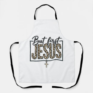 Jesus Leopardenprint Christliches Vintage-Stich Sh Schürze