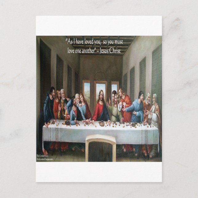 Jesus @ Letztes Abendessen "Liebe One Another" Zit Postkarte (Vorderseite)