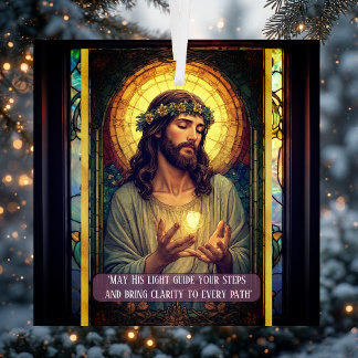 Jesus Licht der Welt Religiöser Weihnachtszitat Ornament Aus Glas