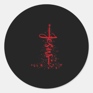 Jesus Liebe   Christmas Tree Christlicher Star Jes Runder Aufkleber