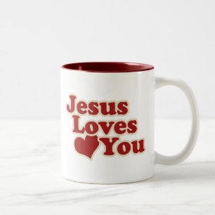 Jesus Liebe dich für Christen Zweifarbige Tasse