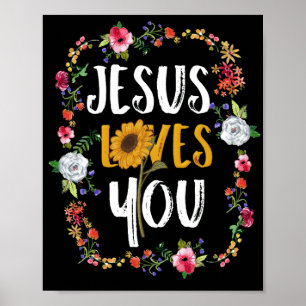 Jesus Liebe dich mit runden Blume Christlich Poster