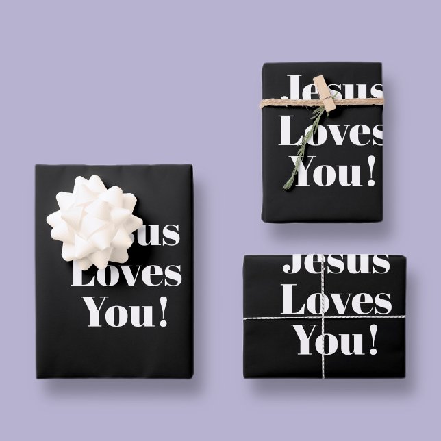 Jesus Liebe dich! | Retro-Moderner Stil Geschenkpapier Set (Von Creator hochgeladen)