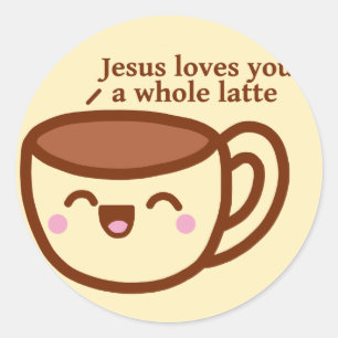 Jesus Liebe dir einen ganzen Latte-Sticker Runder Aufkleber