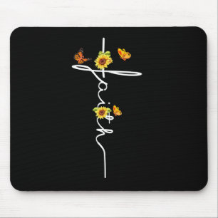 Jesus Liebe   Faith Christlich Cross Sunflowers Mousepad