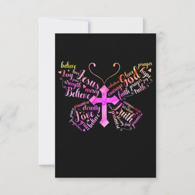 Jesus Liebe | Jesus Butterfly Christlich Cross Fai RSVP Karte (Vorderseite)