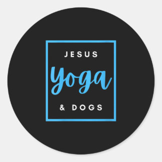 Jesus Liebe | Jesus Yoga und Hund Christlicher Gla Runder Aufkleber