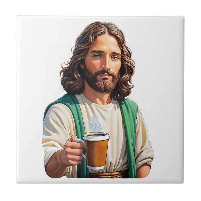 Jesus Liebe Kaffee lang Fliese (Vorderseite)