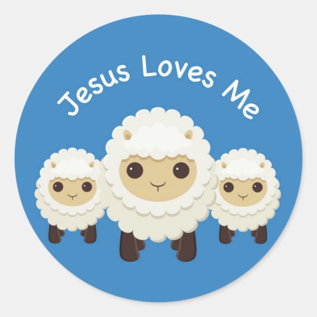 Jesus Liebe Me Cross Schafe Blue Sticker (Vorderseite)