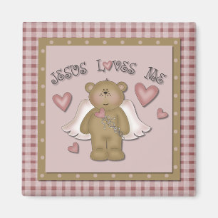 Jesus Liebe Me Teddy Bear Angel Square Magnet