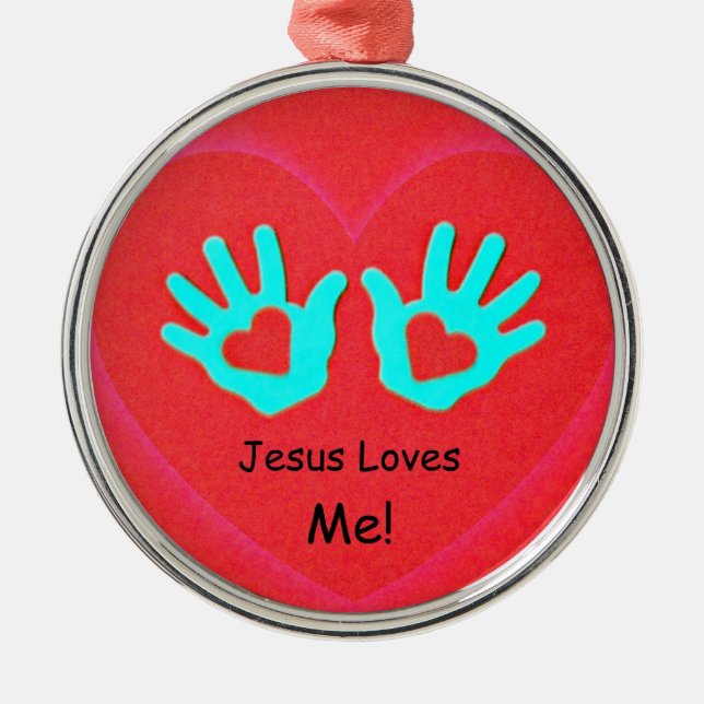 Jesus Liebe mich! Silbernes Ornament (Vorne)