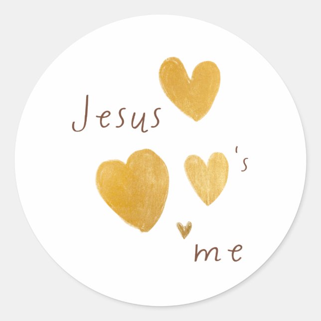 Jesus Liebe mich. Sticker. Das moderne goldene Her Runder Aufkleber (Vorderseite)