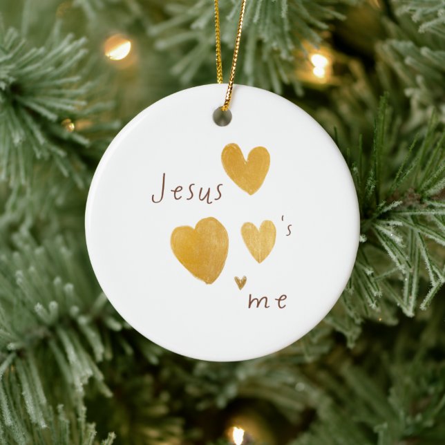 Jesus Liebe mich. Weihnachtsschmuck. Moderne Keramik Ornament (Baum)