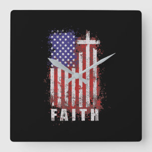 Jesus-Liebe Patriotischer Christlicher Glaube Jes Quadratische Wanduhr