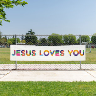 Jesus Liebe Sie farbenfrohe Dekorativkunst Banner