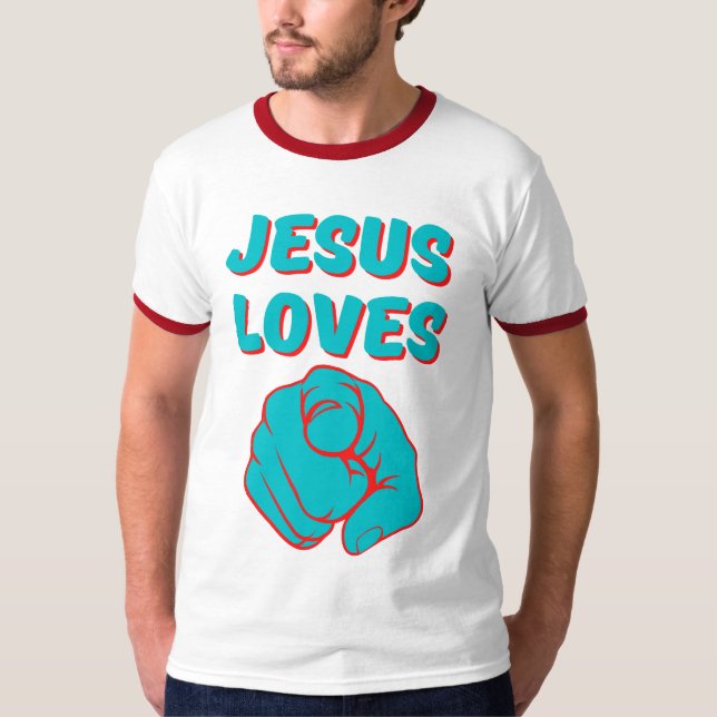 Jesus Liebe Sie glauben basierte Quote Mens Ringer T-Shirt (Vorderseite)