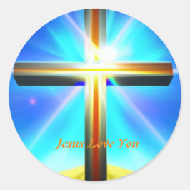 Jesus Liebe Sie kreuzen klassischen Rundaufkleber Runder Aufkleber