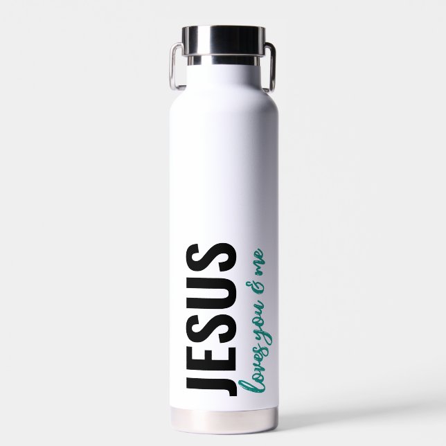 Jesus Liebe Sie & mich - Wasserflasche (liebevoll) Trinkflasche (Vorne)