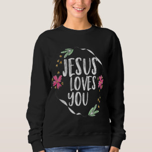 Jesus Liebe Sie mit runder Blume Grafik Sweatshirt