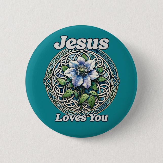 Jesus Liebe You Clematics Art Button (Vorderseite)