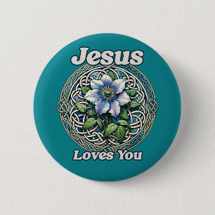 Jesus Liebe You Clematics Art Button