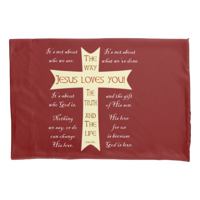 Jesus Liebe You - Red Pillowcase Kissenbezug (Vorderseite)
