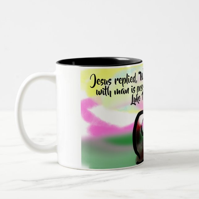 Jesus Liebe  Zweifarbige Tasse (Links)