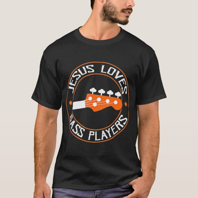 Jesus Lieben Bass Players Retro Vintag T-Shirt (Vorderseite)