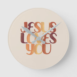 Jesus-Lieben Christliche Typografie-Gestaltung Runde Wanduhr