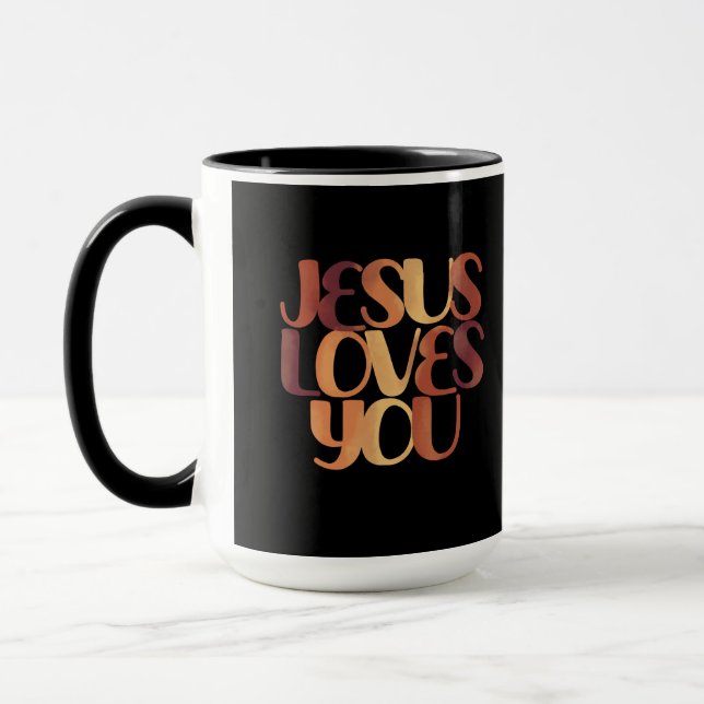 Jesus-Lieben Christliche Typografie-Gestaltung Tasse (Links)