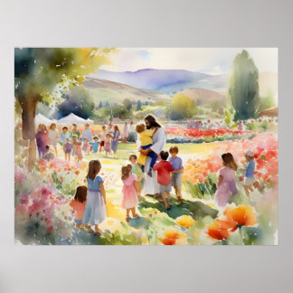 Jesus Lieben die Kinder Poster