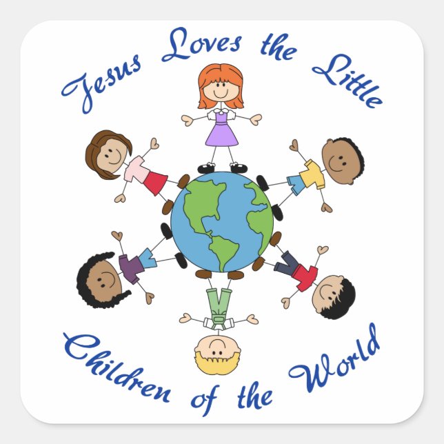 Jesus Lieben die Kinder Quadratischer Aufkleber (Vorderseite)