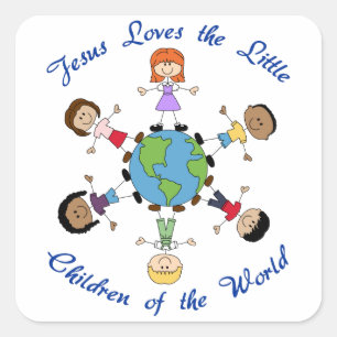 Jesus Lieben die Kinder Quadratischer Aufkleber