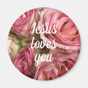 Jesus Lieben, die Sie Ihren Quote Blush Pink Roses Magnet
