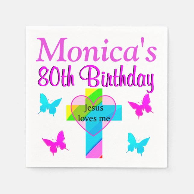 JESUS LIEBEN DIESE 80 JAHRE ALTEN PERSONALISIERTEN SERVIETTE (Vorderseite)