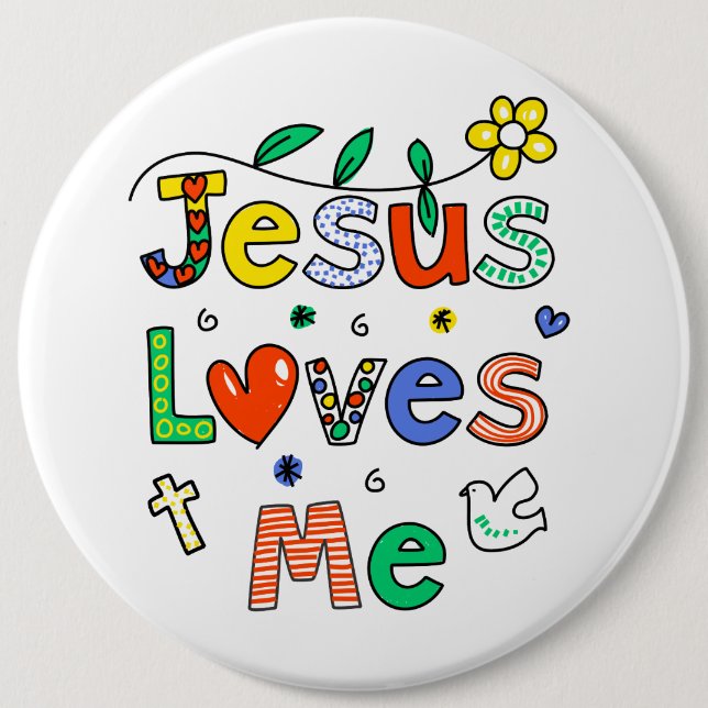 Jesus Lieben Ich Doodles I Colorus 6x6 Schaltfläch Button (Vorderseite)