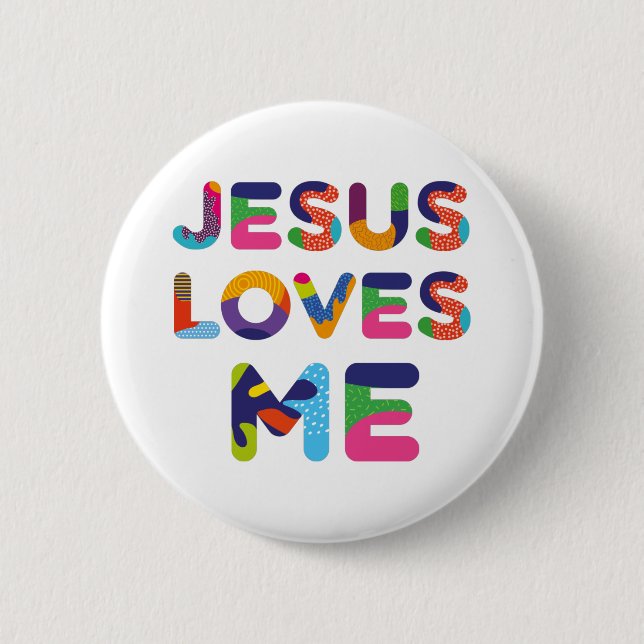 Jesus Lieben Ich farbenfrohe Dekorativkunst Button (Vorderseite)
