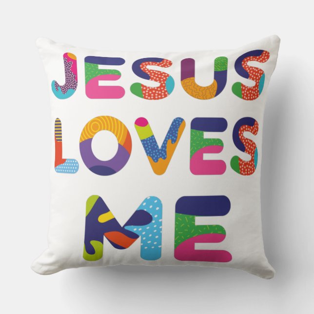 Jesus Lieben Ich farbige Textkunst Kissen (Vorderseite)