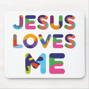 Jesus Lieben Ich farbige Textkunst Mousepad