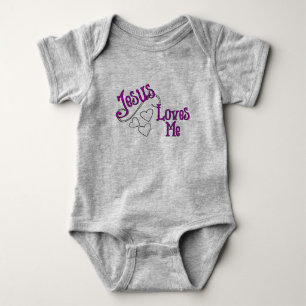 Jesus-Lieben ich grau mit Herzen Baby Strampler