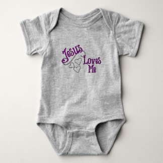 Jesus-Lieben ich grau mit Herzen Baby Strampler